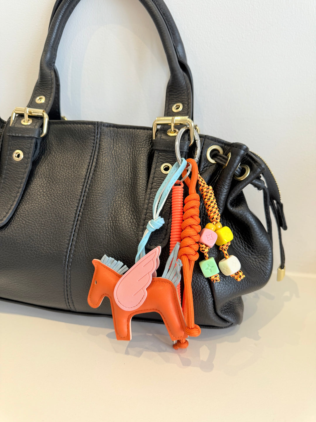 Porte-clés / Bijou de sac Pégase Pop orange
