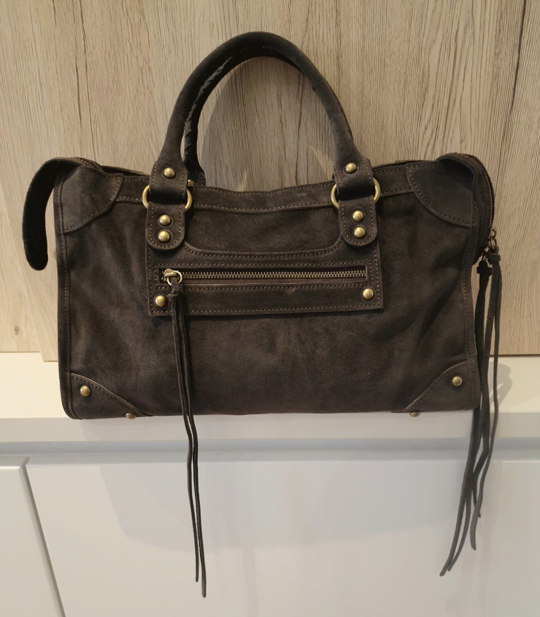 Sac Saga Gris Foncé en daim