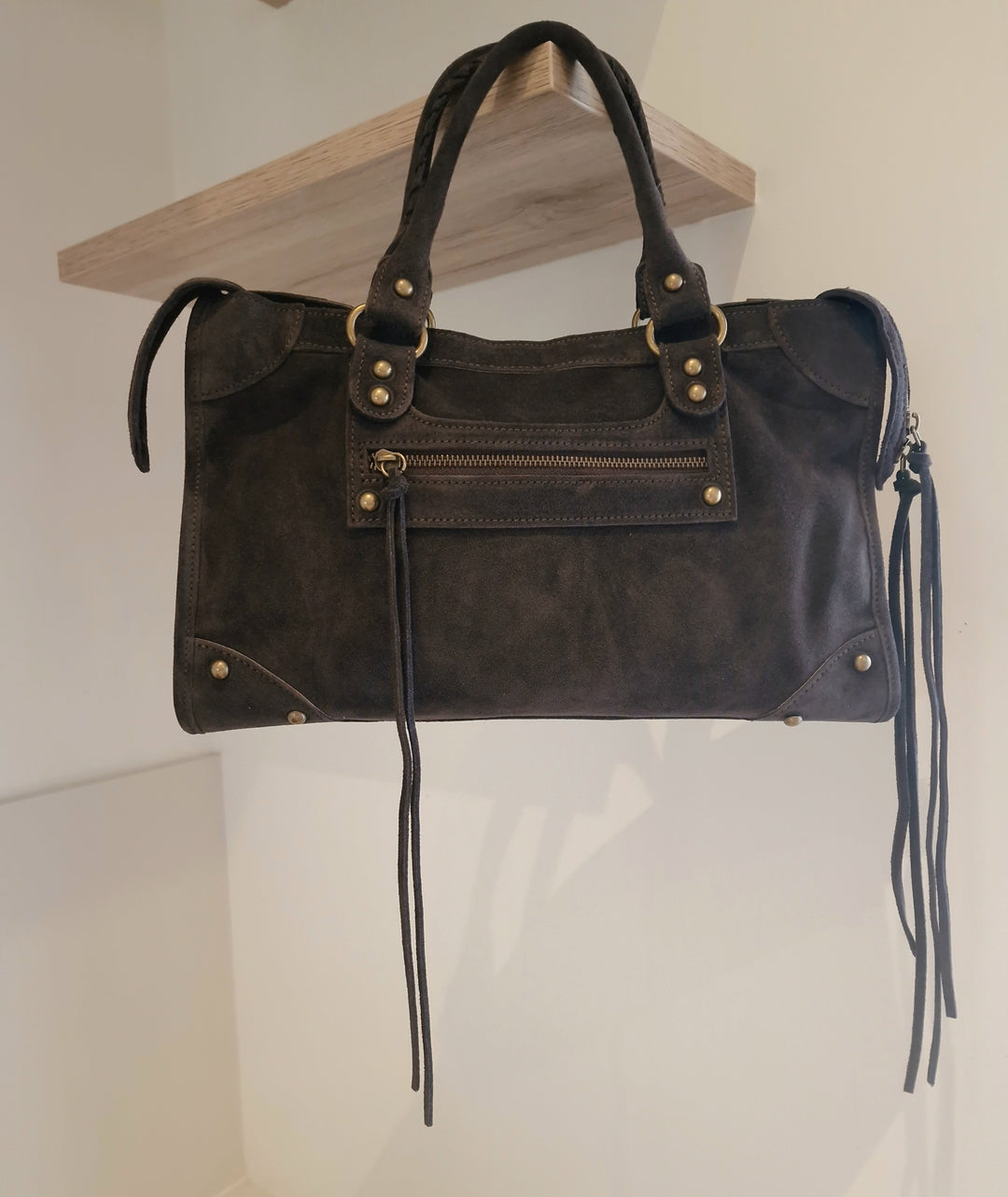 Sac Saga Gris Foncé en daim