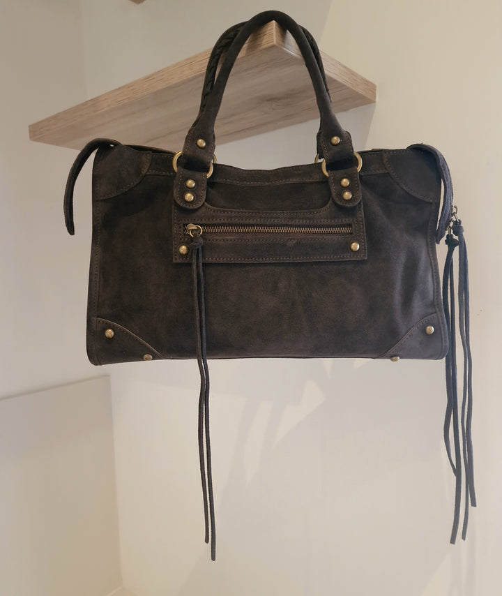 Sac Saga Gris Foncé en daim