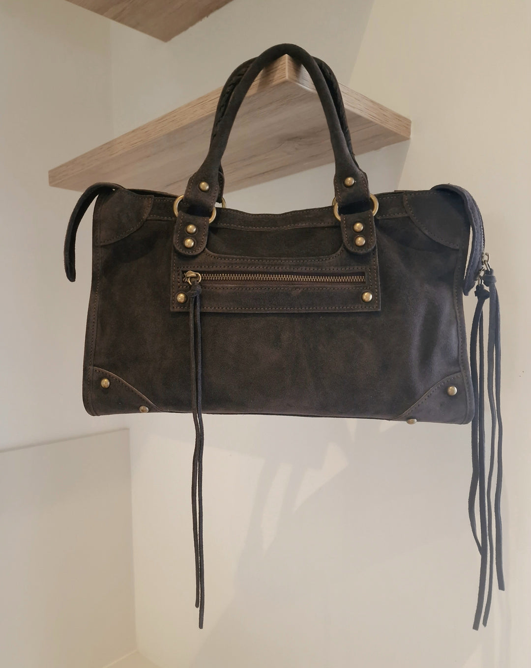 Sac Saga Gris Foncé en daim