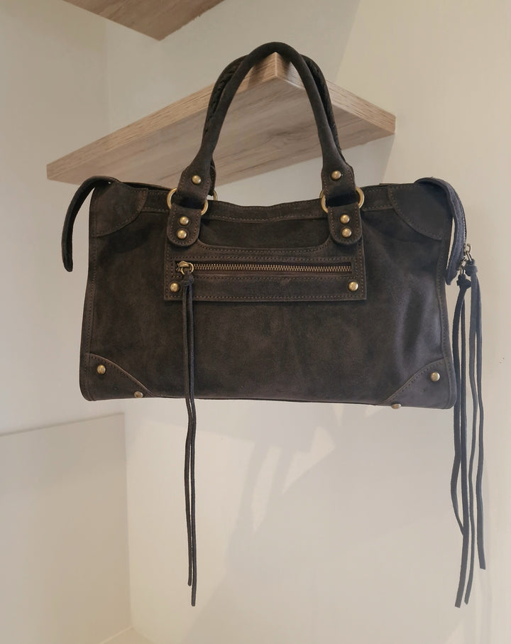 Sac Saga Gris Foncé en daim