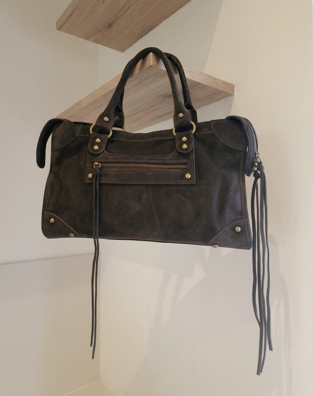 Sac Saga Gris Foncé en daim