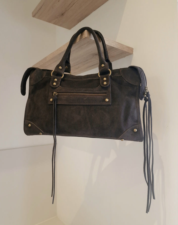 Sac Saga Gris Foncé en daim