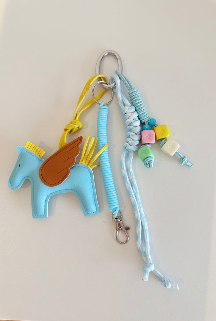 Porte-clés / Bijou de sac Pégase Pop bleu ciel