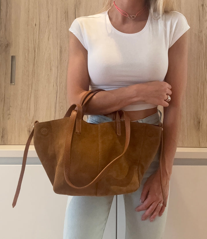 Sac Pauline en daim Camel