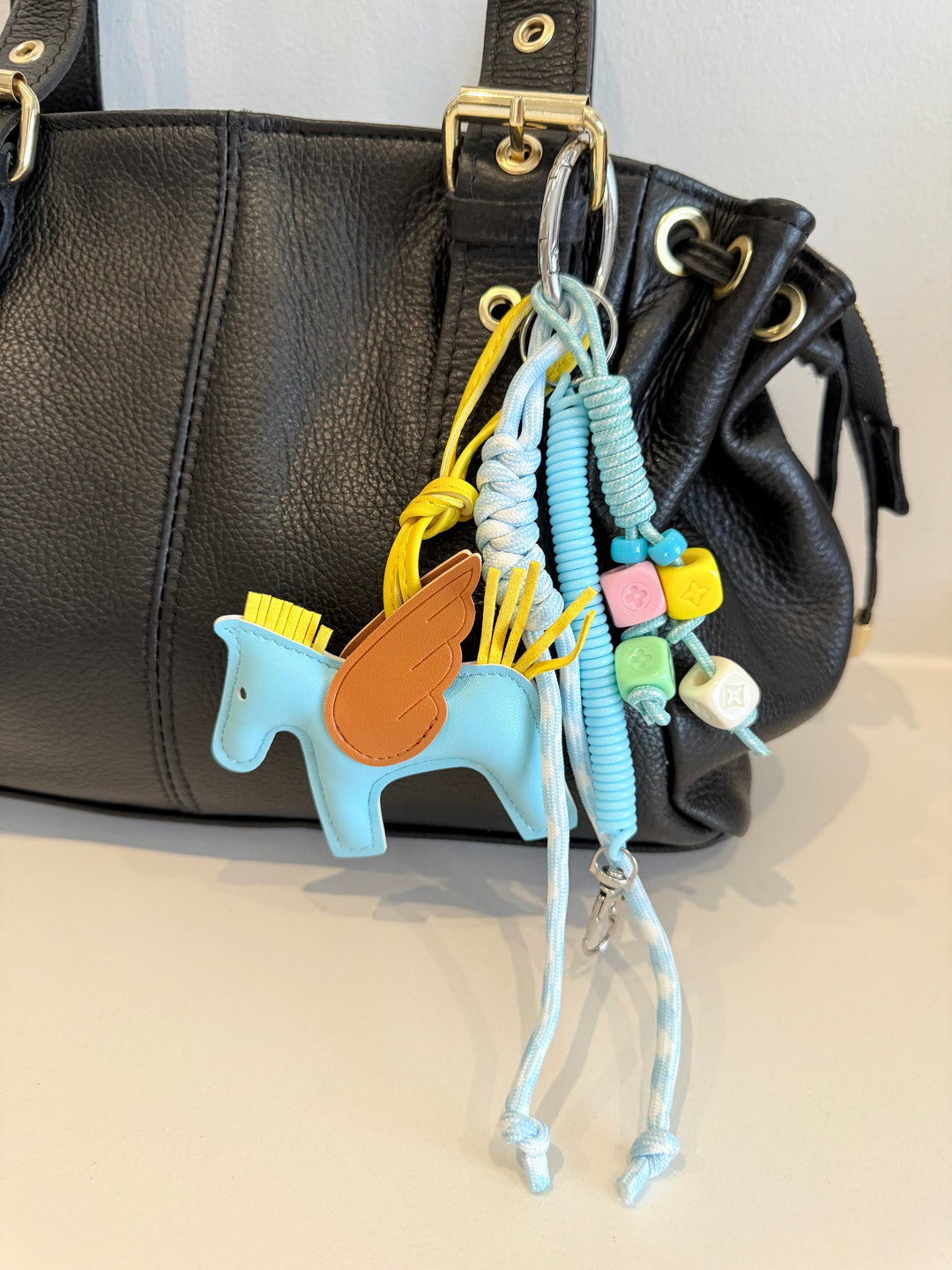 Porte-clés / Bijou de sac Pégase Pop bleu ciel