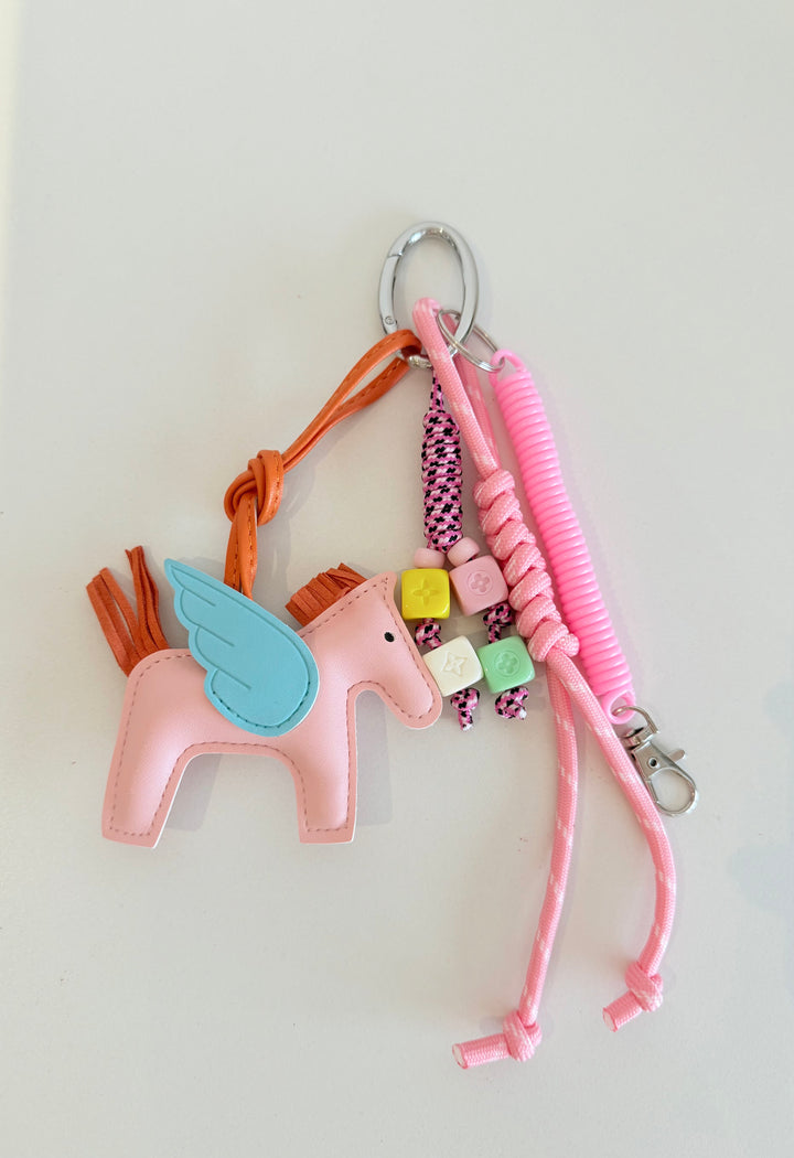 Porte-clés / Bijou de sac Pégase Pop Rose