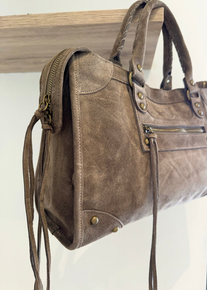 Sac Saga Taupe foncé en daim