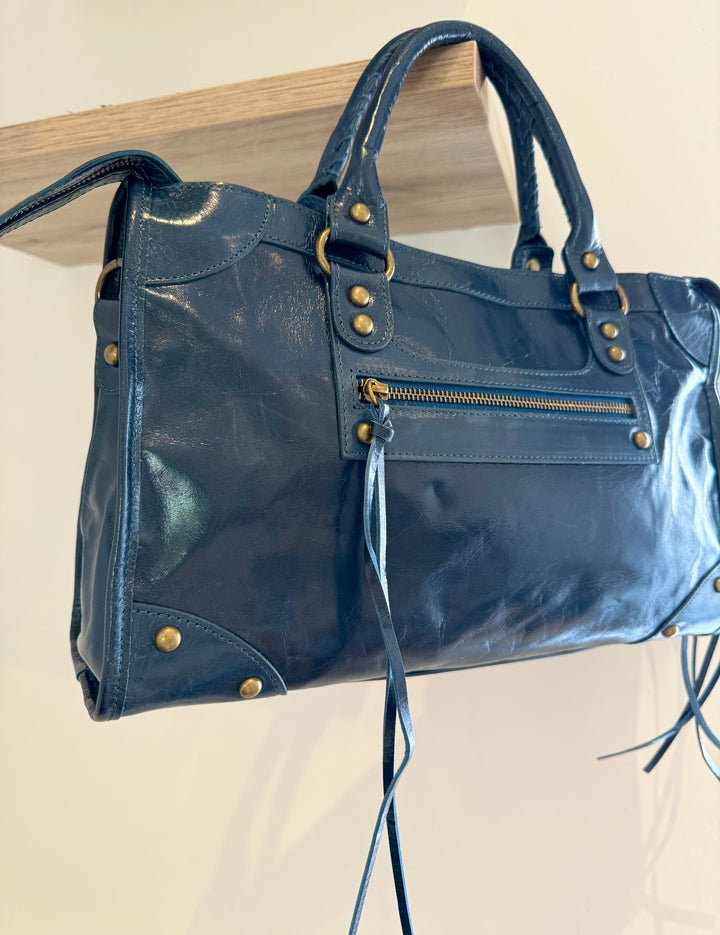 Sac Saga Bleu canard en Cuir
