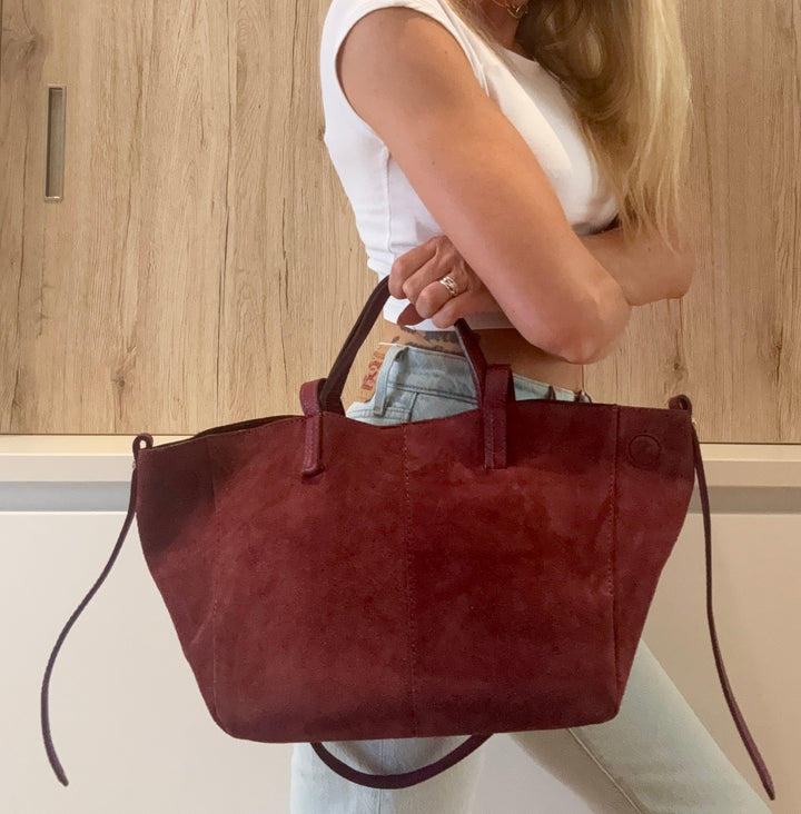 Sac Pauline en daim Bordeaux
