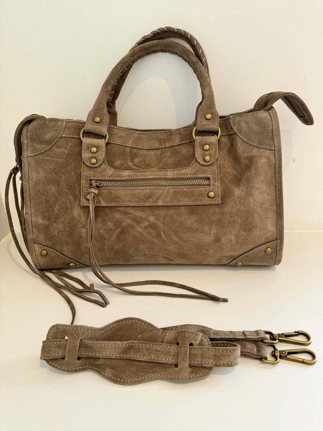 Sac Saga Taupe foncé en daim
