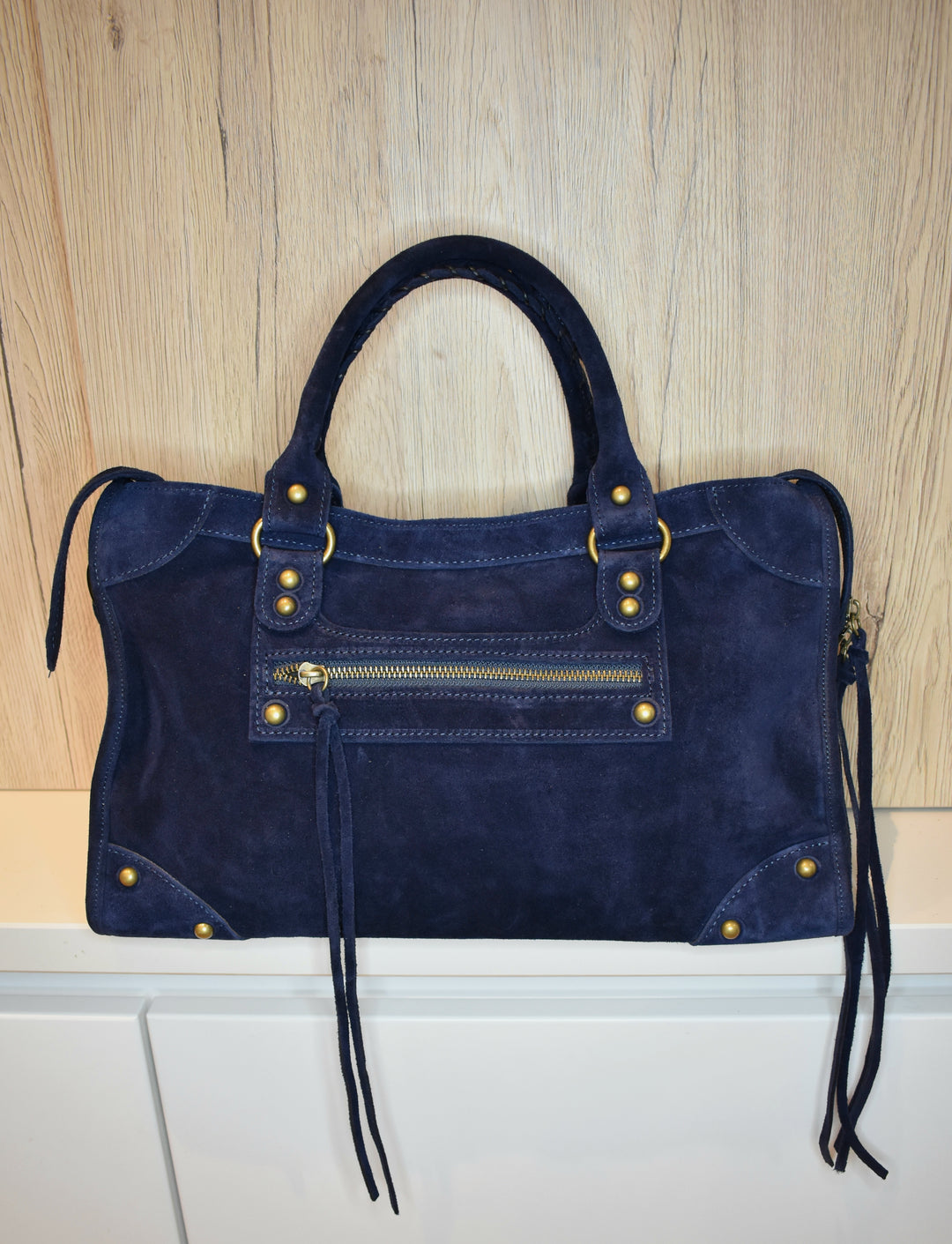 Sac Saga Bleu marine en daim