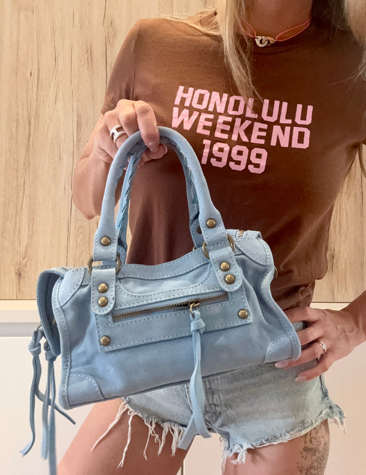 Sac Baby Saga Bleu ciel en daim