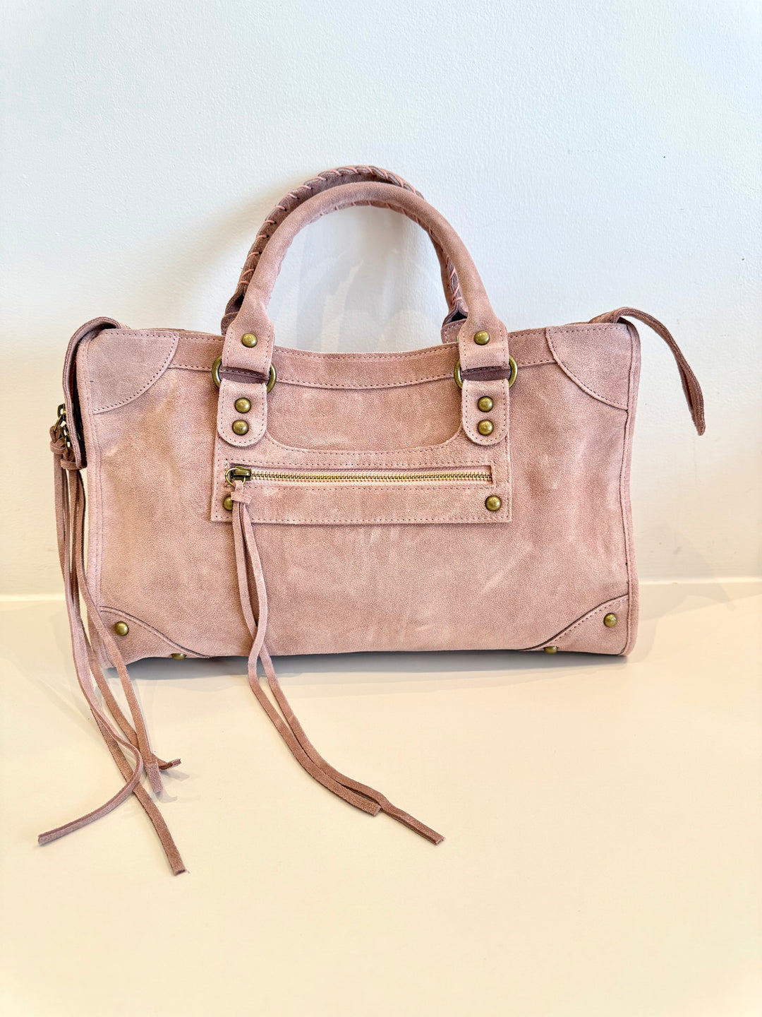 Sac Saga Rose clair en daim