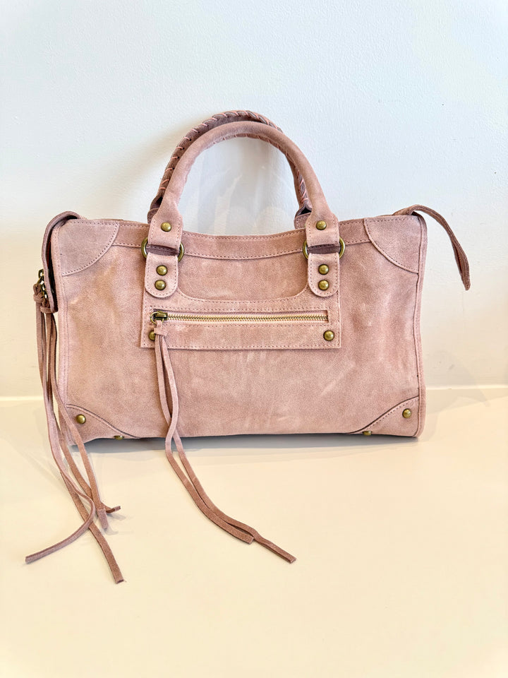 Sac Saga Rose clair en daim