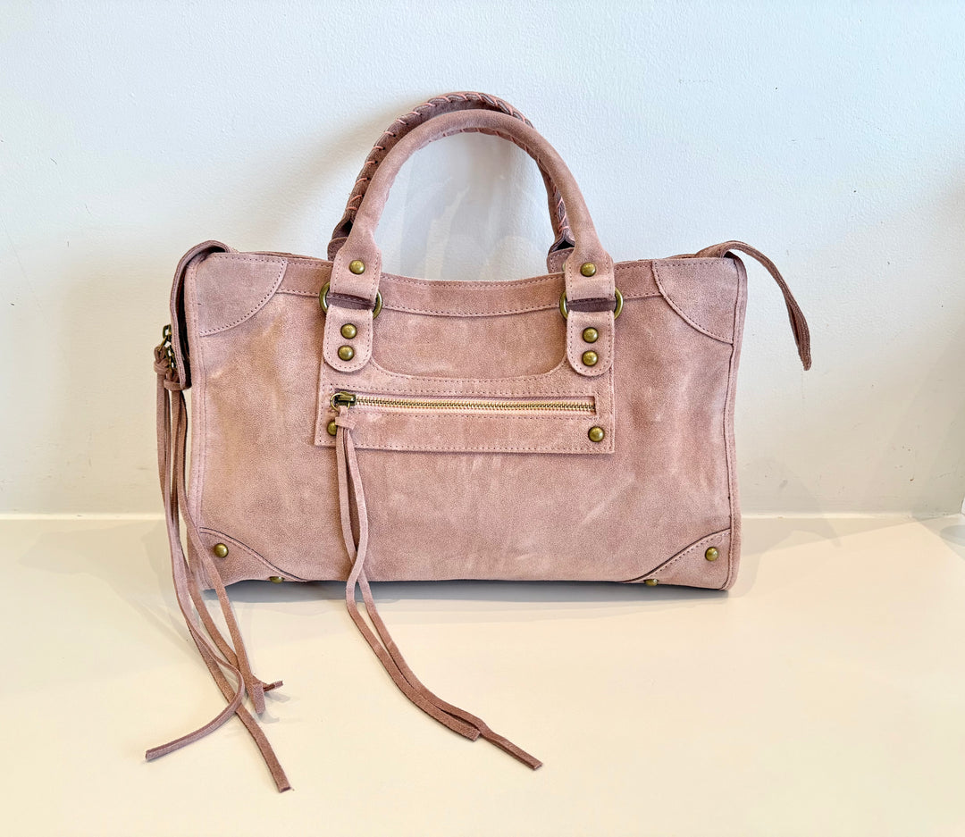 Sac Saga Rose clair en daim