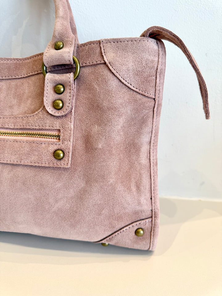 Sac Saga Rose clair en daim