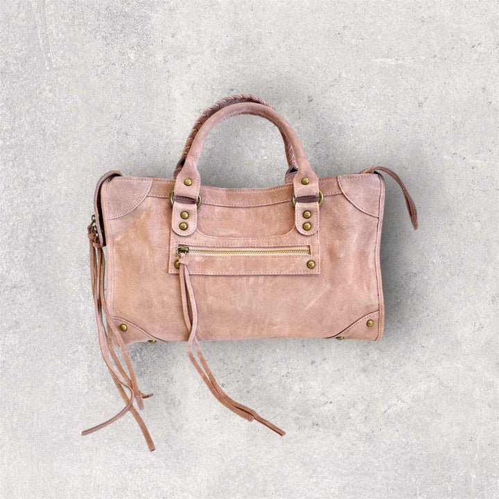 Sac Saga Rose clair en daim