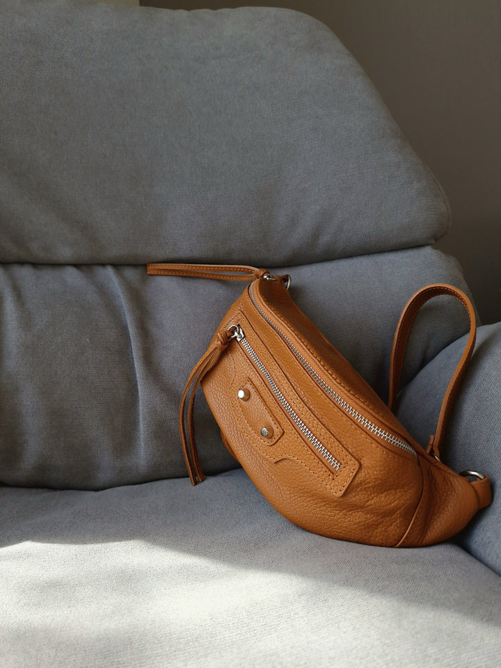 Sac banane Camel en cuir
