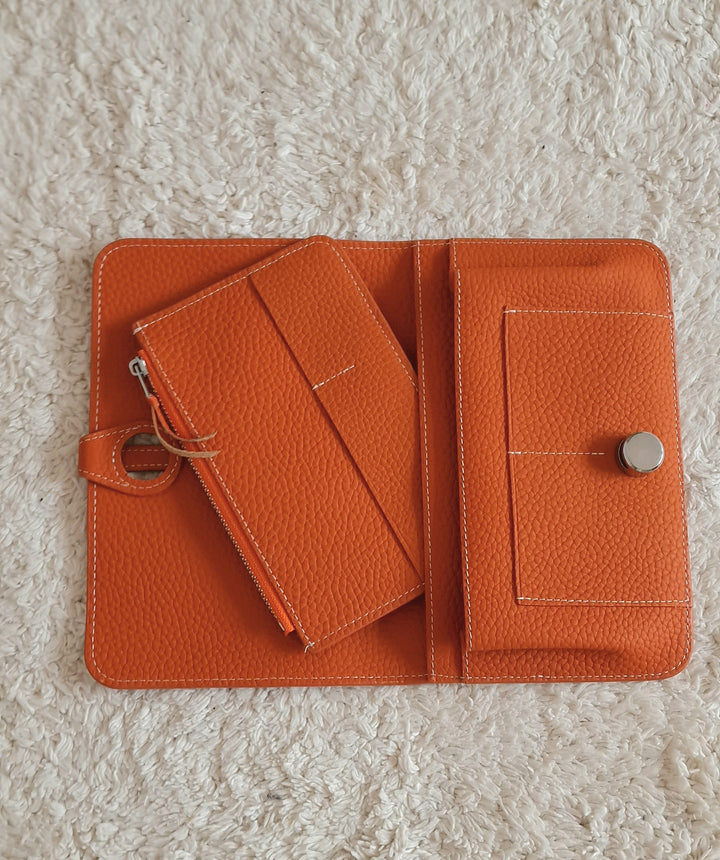 Portefeuille Orange en cuir
