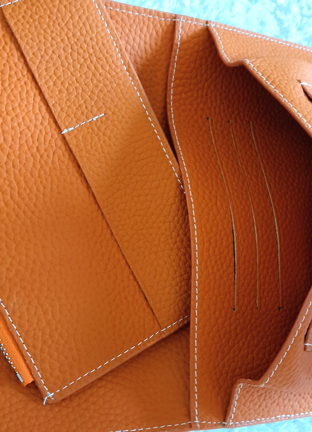 Portefeuille Orange en cuir