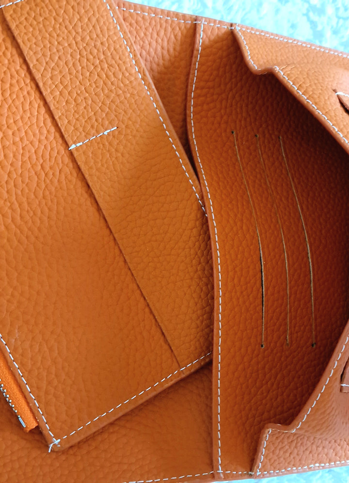 Portefeuille Orange en cuir