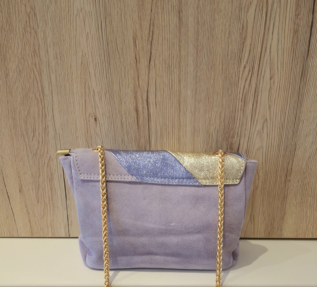 Sac Louise Mauve en Cuir & Daim