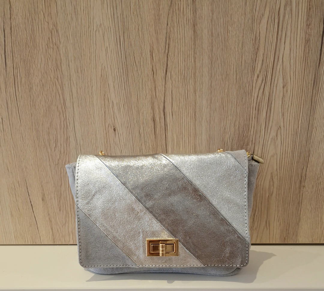 Sac Louise Gris en Cuir & Daim