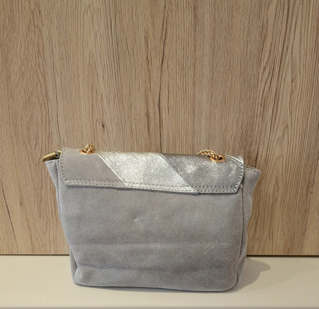 Sac Louise Gris en Cuir & Daim
