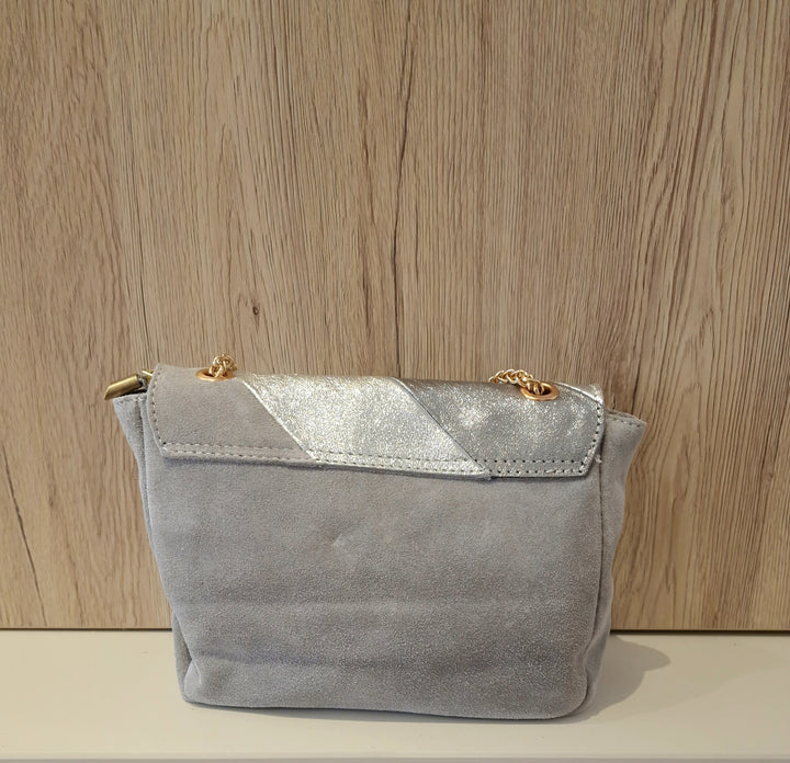 Sac Louise Gris en Cuir & Daim